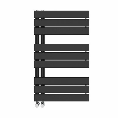 Right Radiators 824x500 mm Designer Flat Panel Heated Towel Rail Radiator Bathroom Ladder Warmer Black