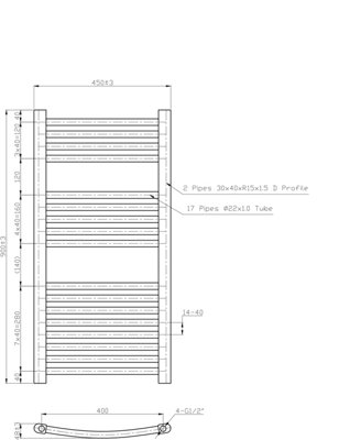 Right Radiators 900x450 mm Bathroom Curved Heated Towel Rail Radiator ...