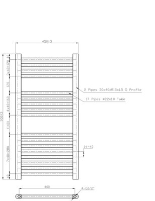 Right Radiators 900x450 mm Vertical Straight Heated Towel Rail Radiator ...