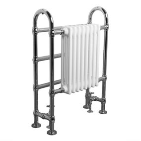 Right Radiators 904x674 mm Bathroom Traditional Victorian Heated Towel Rail Radiator Chrome & White