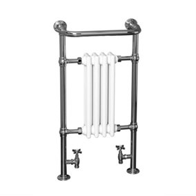 Right Radiators 952x479 mm Bathroom Traditional Victorian Heated Towel Rail Radiator Chrome & White