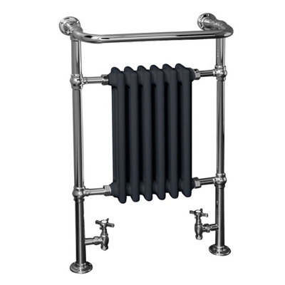 Right Radiators 952x568 mm Bathroom Traditional Victorian Heated Towel Rail Radiator Chrome & Anthracite