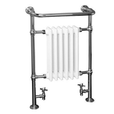 Right Radiators 952x568 mm Bathroom Traditional Victorian Heated Towel Rail Radiator Chrome & White