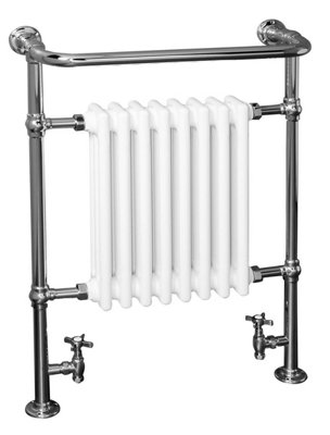 Right Radiators 952x659 mm Bathroom Traditional Victorian Heated Towel Rail Radiator Chrome & White