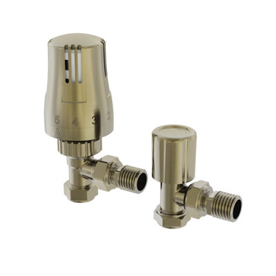Right Radiators Angled Thermostatic TRV & Lockshield Radiator Valves 1/ ...
