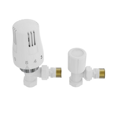 Right Radiators Angled White Thermostatic Radiator Valves 1/2