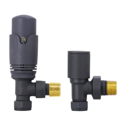 Right Radiators Anthracite Angled TRV Thermostatic Radiator Valve and ...
