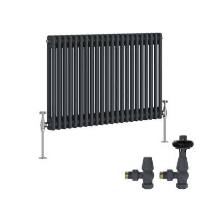 Right Radiators Anthracite Traditional 2 Column Radiator Horizontal ...