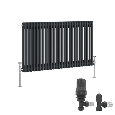 Right Radiators Anthracite Traditional 2 Column Radiator Horizontal ...
