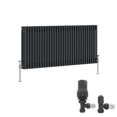 Right Radiators Anthracite Traditional 3 Column Radiator Horizontal ...
