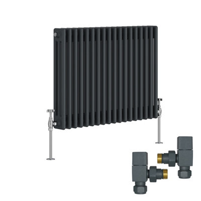 Right Radiators Anthracite Traditional 3 Column Radiator Horizontal ...