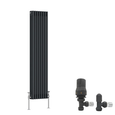 Right Radiators Anthracite Traditional 3 Column Radiator Vertical Cast ...
