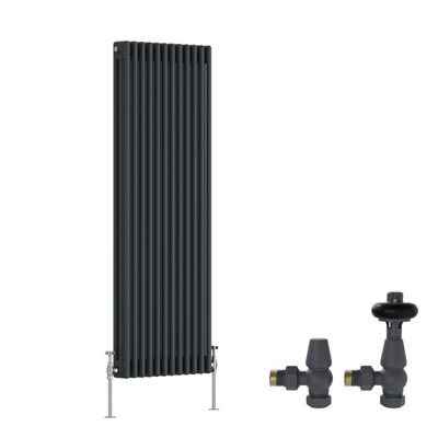 Right Radiators Anthracite Traditional 3 Column Radiator Vertical Cast ...
