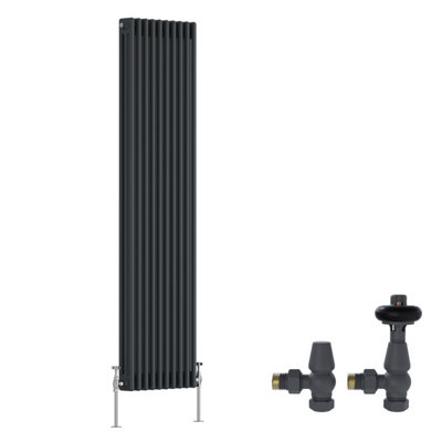 Right Radiators Anthracite Traditional 3 Column Radiator Vertical Cast ...