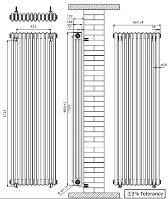 Right Radiators Anthracite Traditional 3 Column Radiator Vertical Cast ...
