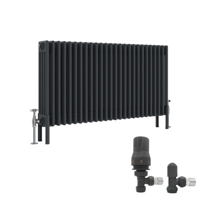 Right Radiators Anthracite Traditional 4 Column Radiator Horizontal ...