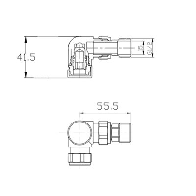 Right Radiators Black Towel Rail Corner lockshield Radiator Valve One Pair 15mm x 1/2"