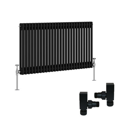Right Radiators Black Traditional 2 Column Radiator Horizontal Cast ...