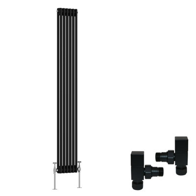 RIGHT RADIATORS BLACK TRADITIONAL 2 COLUMN RADIATOR VERTICAL CAST IRON ...