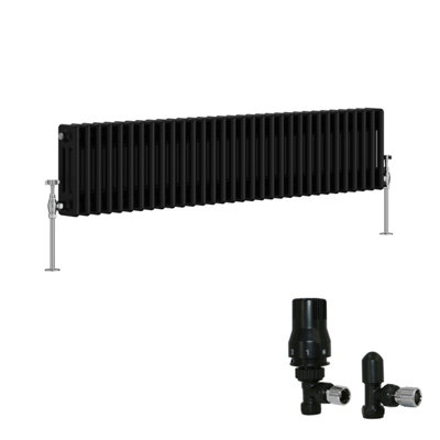 Right Radiators Black Traditional 3 Column Radiator Horizontal Cast ...