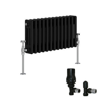 Right Radiators Black Traditional 3 Column Radiator Horizontal Cast ...
