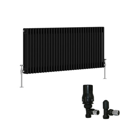 Right Radiators Black Traditional 3 Column Radiator Horizontal Cast ...
