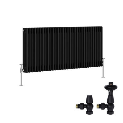 Right Radiators Black Traditional 3 Column Radiator Horizontal Cast ...