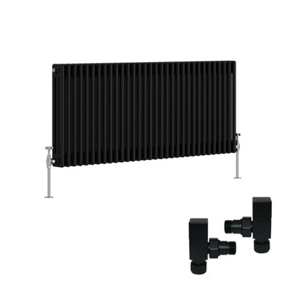Right Radiators Black Traditional 3 Column Radiator Horizontal Cast ...