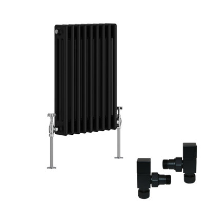 Right Radiators Black Traditional 3 Column Radiator Horizontal Cast ...