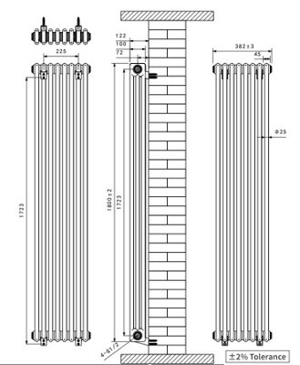 Right Radiators Black Traditional 3 Column Radiator Vertical Cast Iron ...