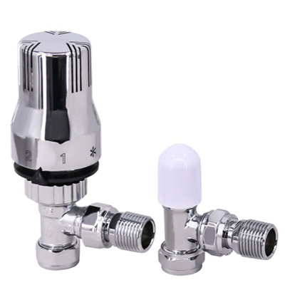 Right Radiators Chrome Angled TRV Thermostatic Radiator Valve and lockshield Valve 15mm x 1/2" Price Comparisons | Compare The Build