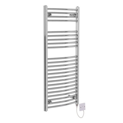 Right Radiators Electric Heated Towel Rail Radiator Curved Pre-filled Designer Ladder Warmer Chrome 1100x500 mm