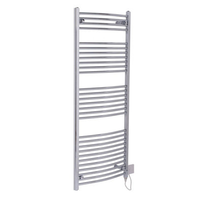 Right Radiators Electric Heated Towel Rail Radiator Curved Pre-filled Designer Ladder Warmer Chrome 1500x600 mm