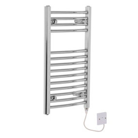 Right Radiators Electric Heated Towel Rail Radiator Curved Pre-filled Designer Ladder Warmer Chrome 700x400 mm