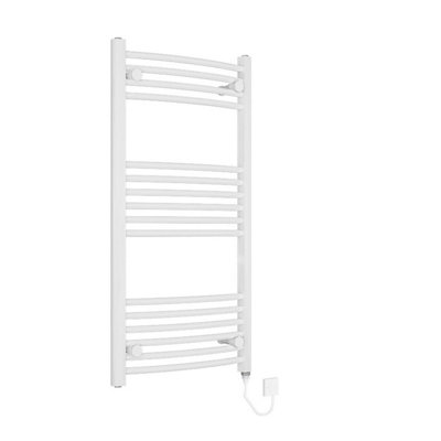 Right Radiators Electric Heated Towel Rail Radiator Curved Pre-filled Designer Ladder Warmer White 1000x500 mm