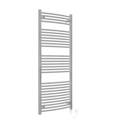 Right Radiators Electric Heated Towel Rail Radiator Curved Pre-filled Thermostatic Ladder Warmer Chrome 1500x600 mm