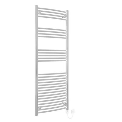 Right Radiators Electric Heated Towel Rail Radiator Curved Pre-filled Thermostatic Ladder Warmer Chrome 1600x600 mm