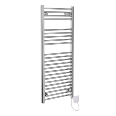 Right Radiators Electric Heated Towel Rail Radiator Straight Pre-filled Designer Ladder Warmer Chrome 1100x500 mm