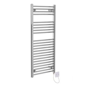 Right Radiators Electric Heated Towel Rail Radiator Straight Pre-filled Designer Ladder Warmer Chrome 1100x500 mm