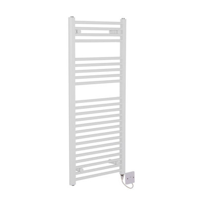 Right Radiators Electric Heated Towel Rail Radiator Straight Pre-filled Designer Ladder Warmer White 1100x500 mm