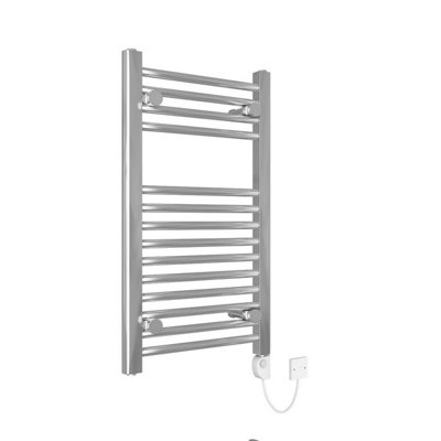 Right Radiators Electric Heated Towel Rail Radiator Straight Pre-filled Thermostatic Ladder Warmer Chrome 700x400 mm