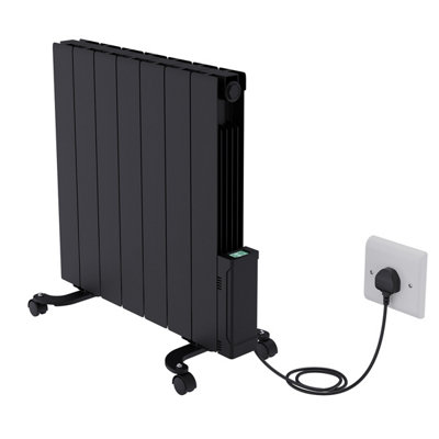 Right Radiators Electric Oil Filled Radiator WiFi Timer Portable Wall Mounted Thermostat Heater Black 1200W