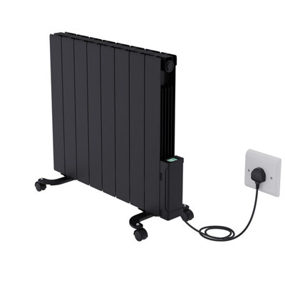 Right Radiators Electric Oil Filled Radiator WiFi Timer Portable Wall Mounted Thermostat Heater Black 1500W