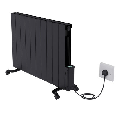 Right Radiators Electric Oil Filled Radiator WiFi Timer Portable Wall Mounted Thermostat Heater Black 1800W