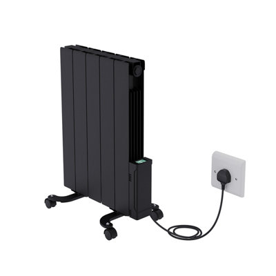 Right Radiators Electric Oil Filled Radiator WiFi Timer Portable Wall Mounted Thermostat Heater Black 900W