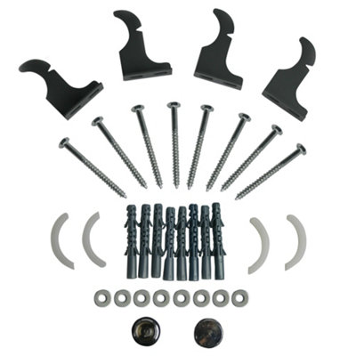 Right Radiators Flat Oval Radiator Fittings Set Wall Mounting Kit Air Vent Plug Anthracite
