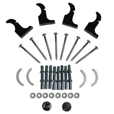 Right Radiators Flat Oval Radiator Fittings Set Wall Mounting Kit Air Vent Plug Black