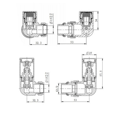 Right Radiators Manual Corner Radiator Valves 15mm Lockshield Central ...