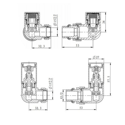 Right Radiators Manual Corner Radiator Valves 15mm Lockshield Central Heating Valve White