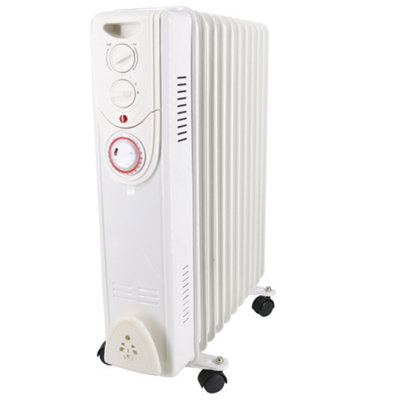 Right Radiators Oil Filled Radiator 11 Fin 2500W Portable Electric Heater with 24H Timer White